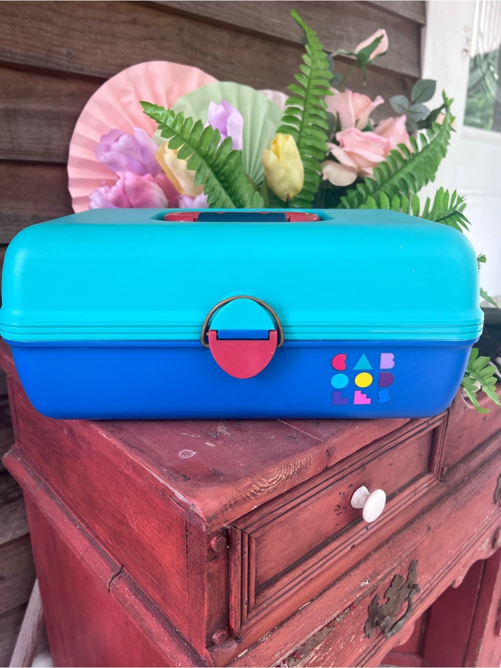 Caboodles Teal, Blue & Pink Cosmetic Case